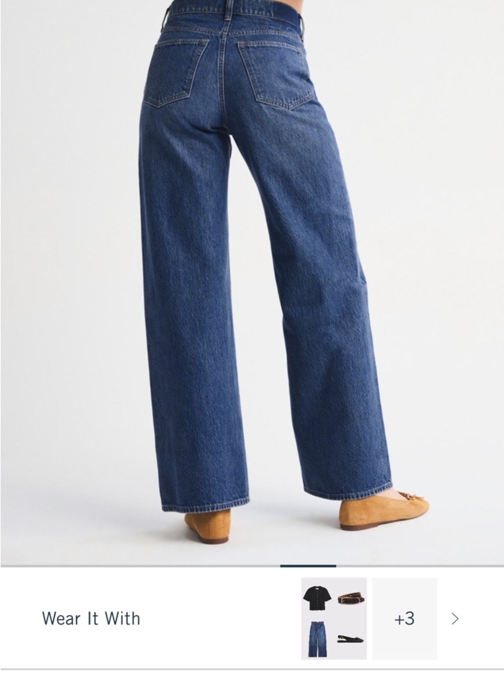 High-Rise Wide-Leg Women’s Jeans in Dark Blue with distressed hem - Picture 3 of 7